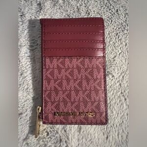Michael Kors Maroon Card Holder with Gold Logo